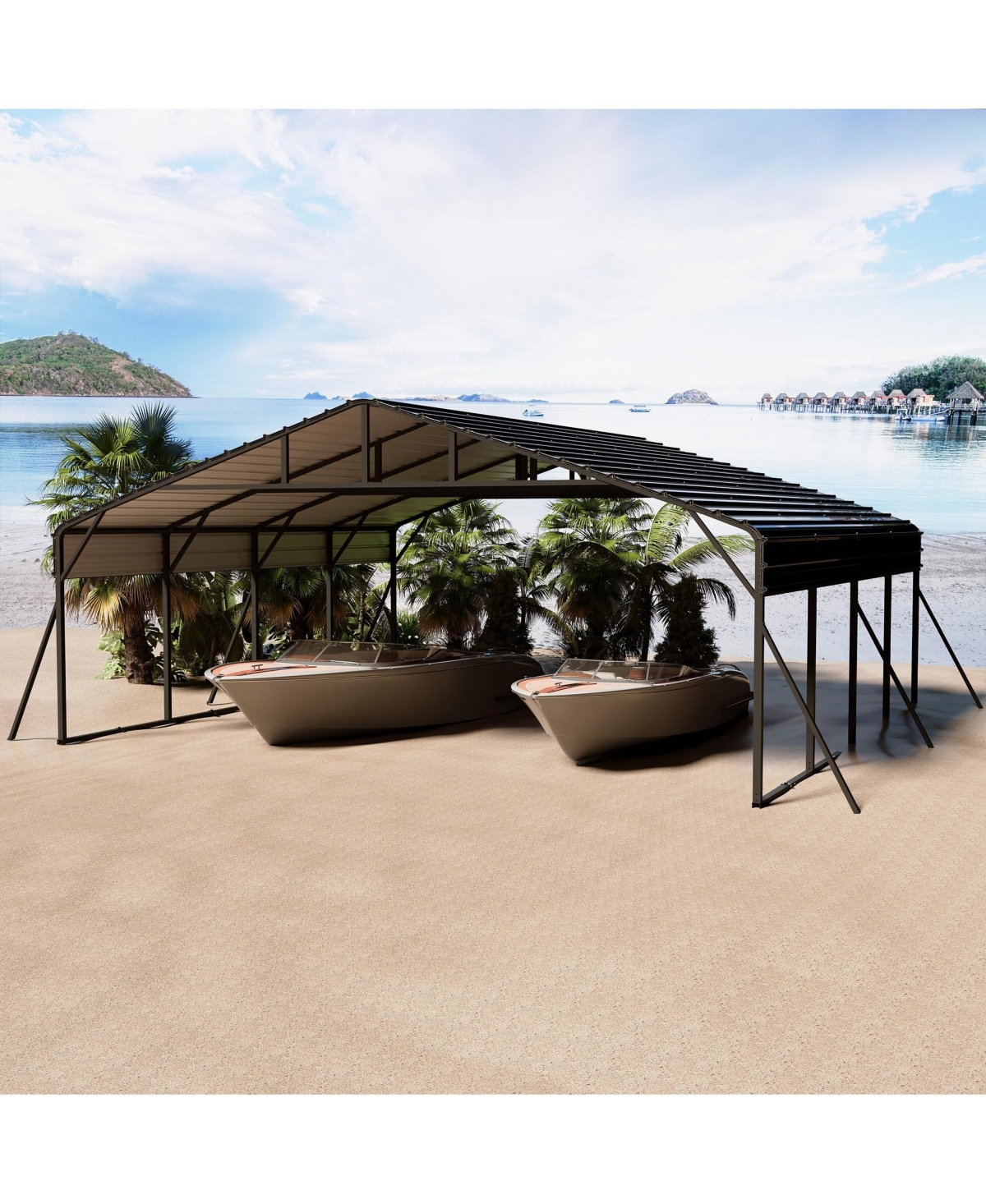 GarveeLife Metal Carport with Galvanized Steel Roof, Enhanced Base – Tall Garage Kit for Tractors, Trucks, Boats, Cars