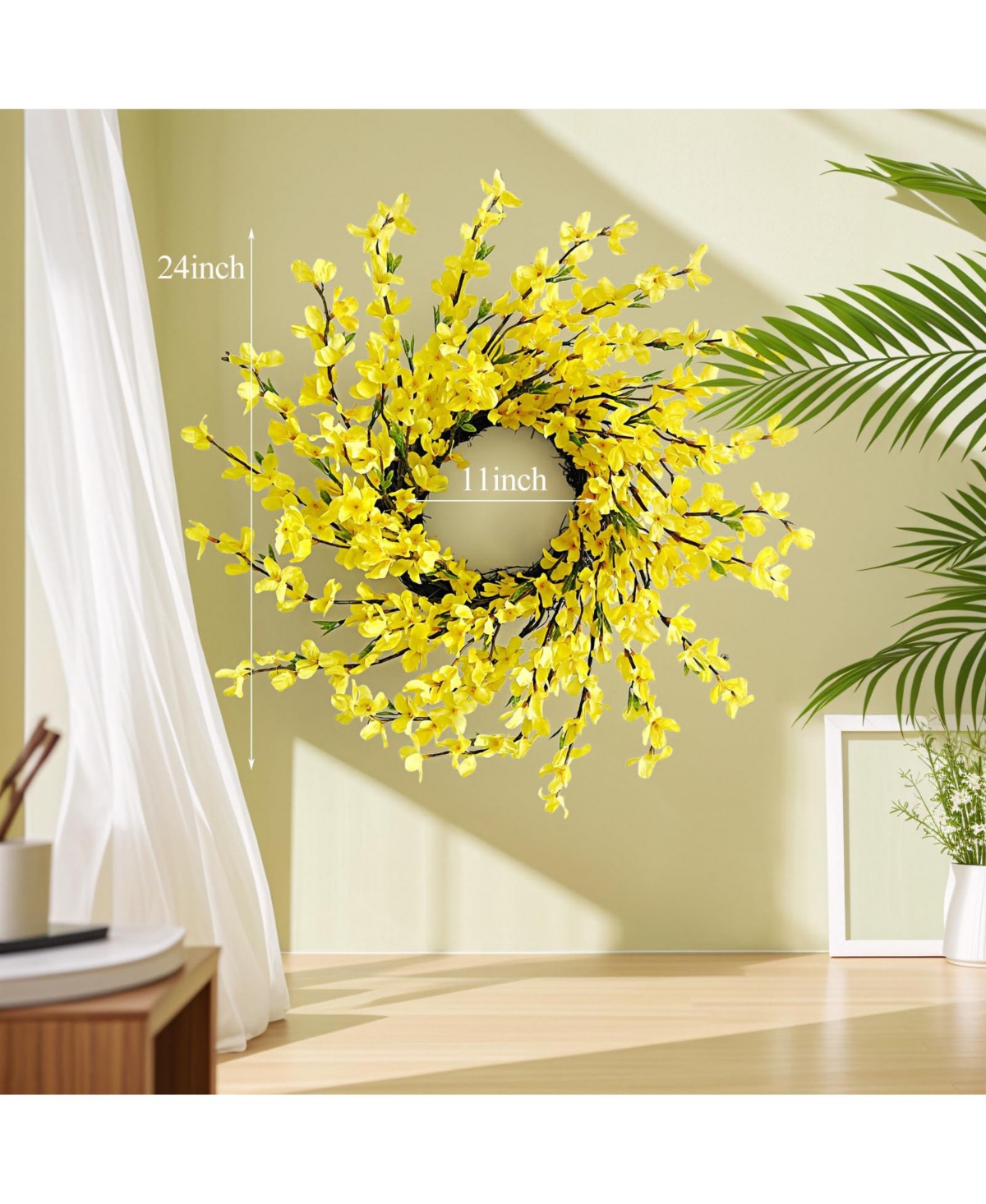 Gnuadz 20" Forsythia Grapevine Wreath Farmhouse Decor