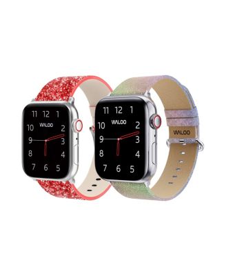 2 Pack Leather Bling & Shiny Brilliance Replacement Band for Apple Watch