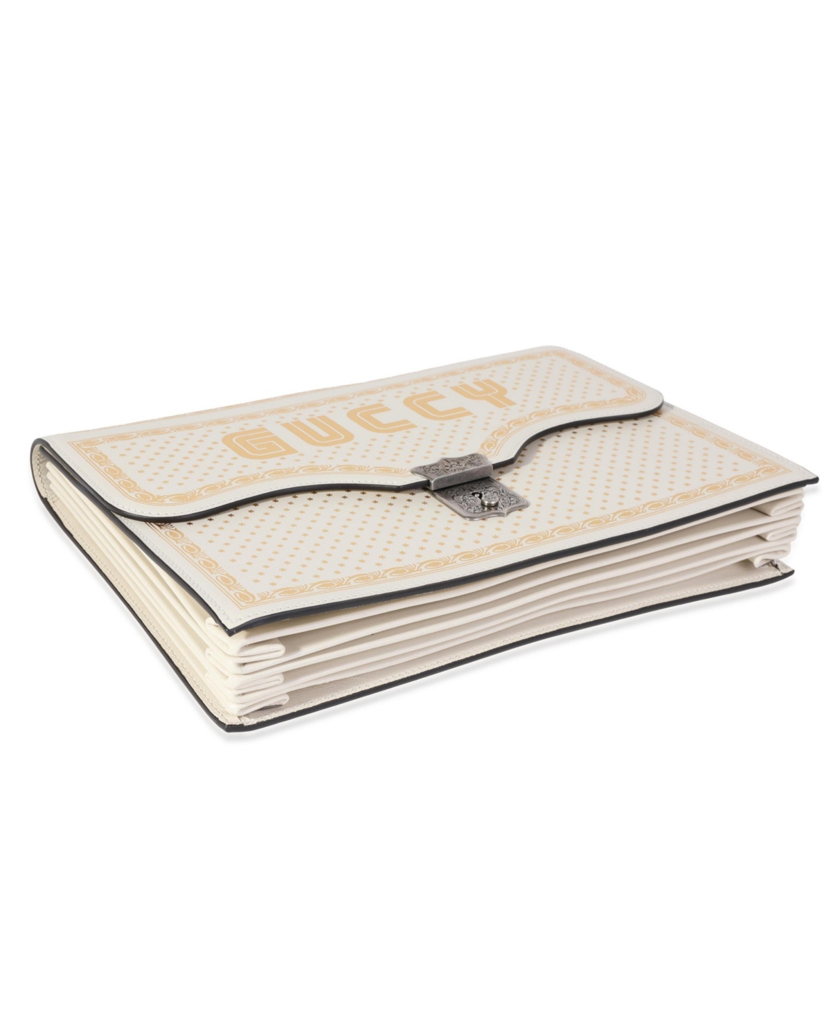 Pre-Owned Gucci x Sega Mystic White Star Printed Calfskin Guccy Portfolio Clutch
