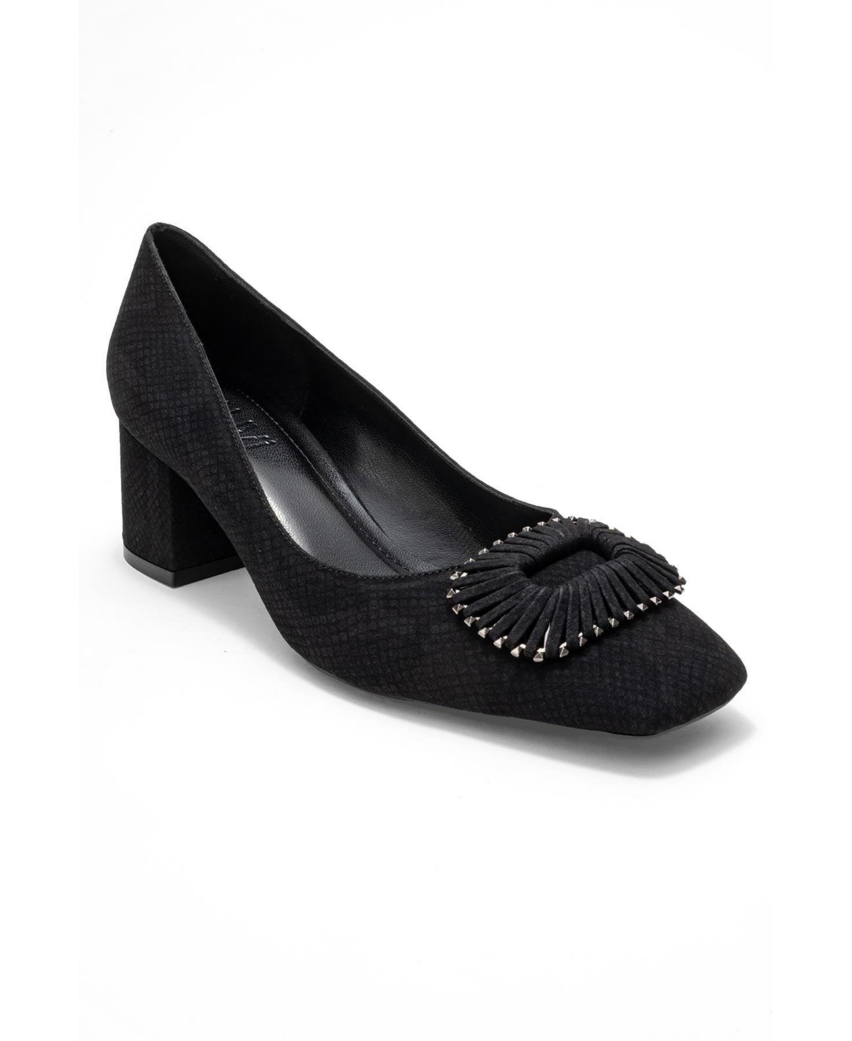 Prologue Shoes Velora Buckle Square Toe Block Heel Pump – Black pattern