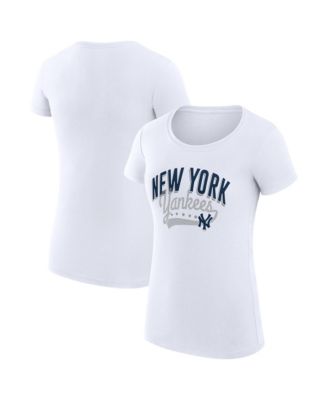 Women's White New York Yankees Super-Slim Fit Lightweight Filigree Team T-Shirt