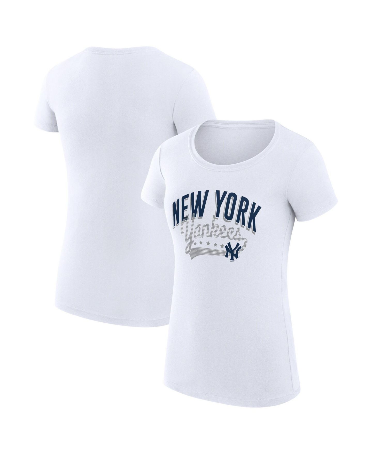 Женская футболка G-III 4Her by Carl Banks White New York Yankees Super-Slim Fit Lightweight Filigree Team — фото 1