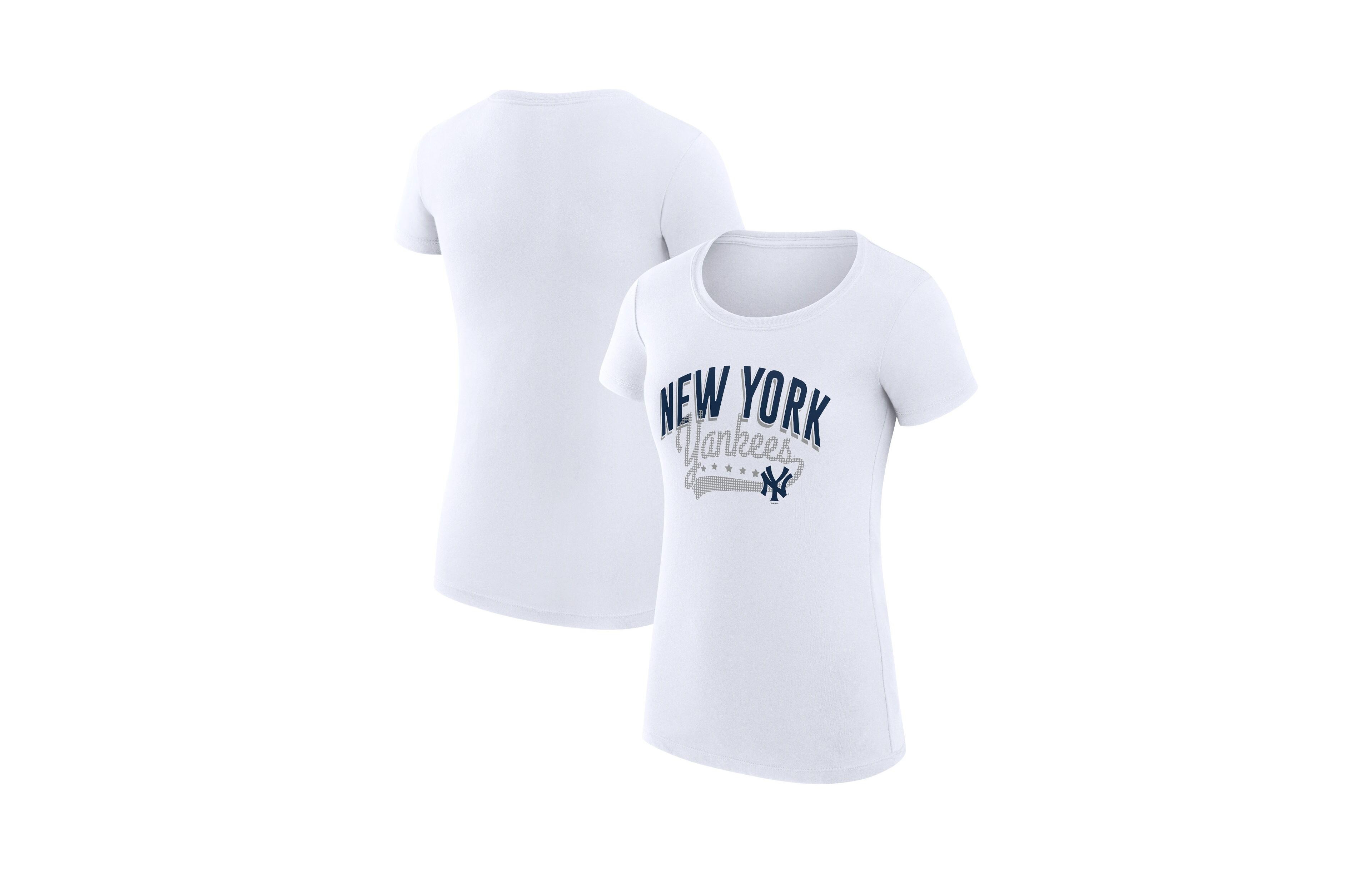 G-iii 4Her by Carl Banks Women's White New York Yankees Super-Slim Fit Lightweight Filigree Team T-Shirt