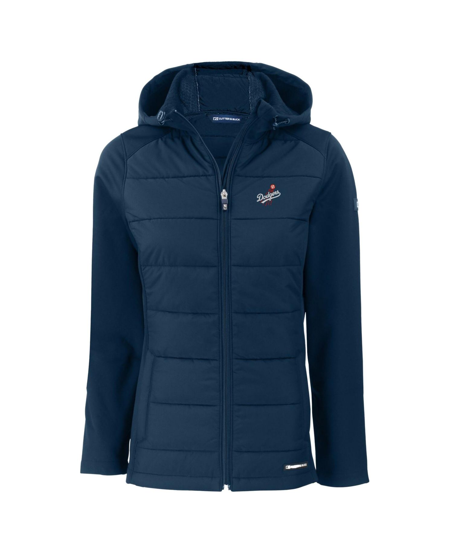 Women's Navy Los Angeles Dodgers Evoke Hybrid Eco Softshell Full-Zip Hoodie Jacket