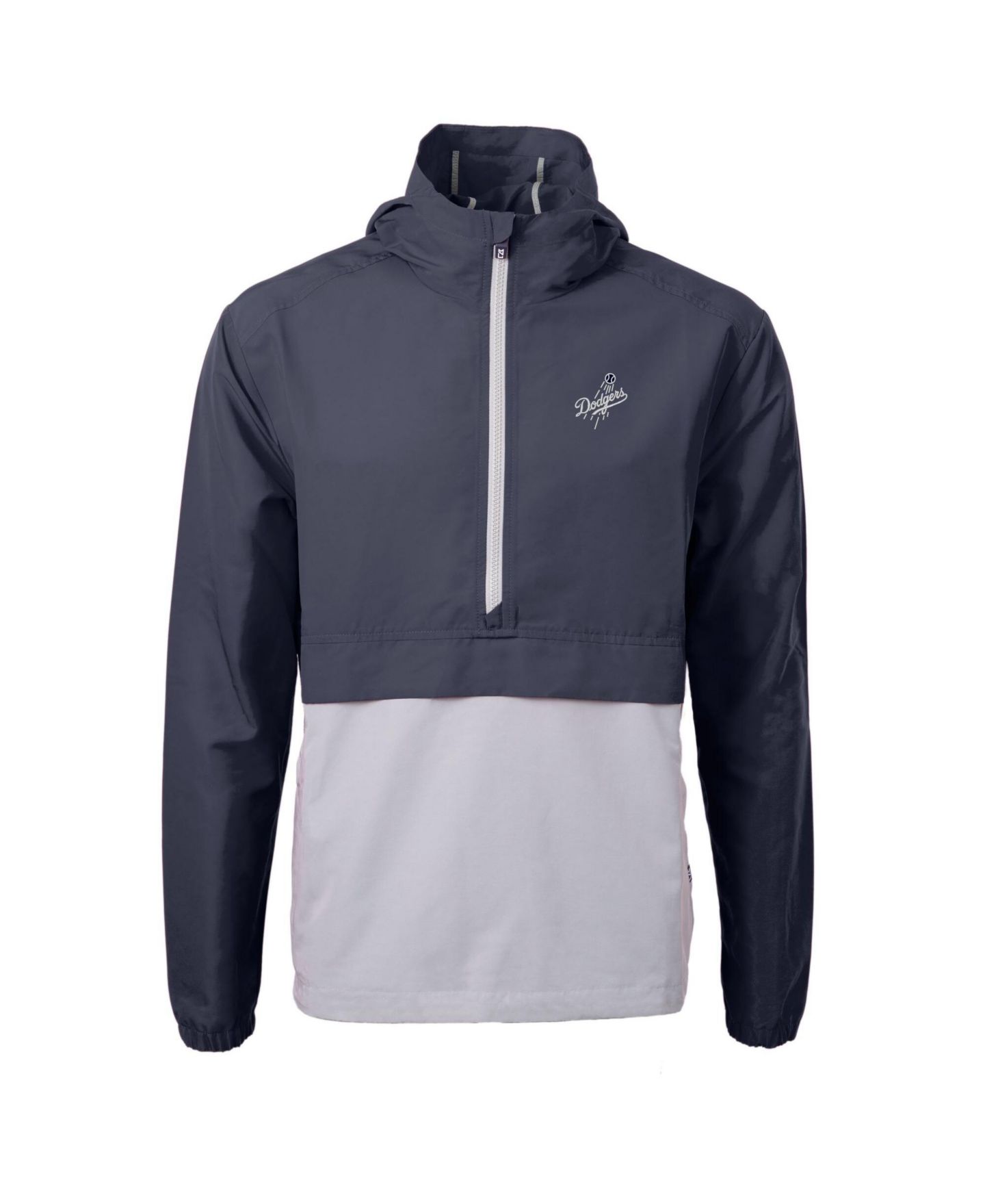 Мужская куртка Cutter & Buck Navy/Gray Los Angeles Dodgers Charter Eco Anorak Half-Zip Hoodie Jacket — фото 2
