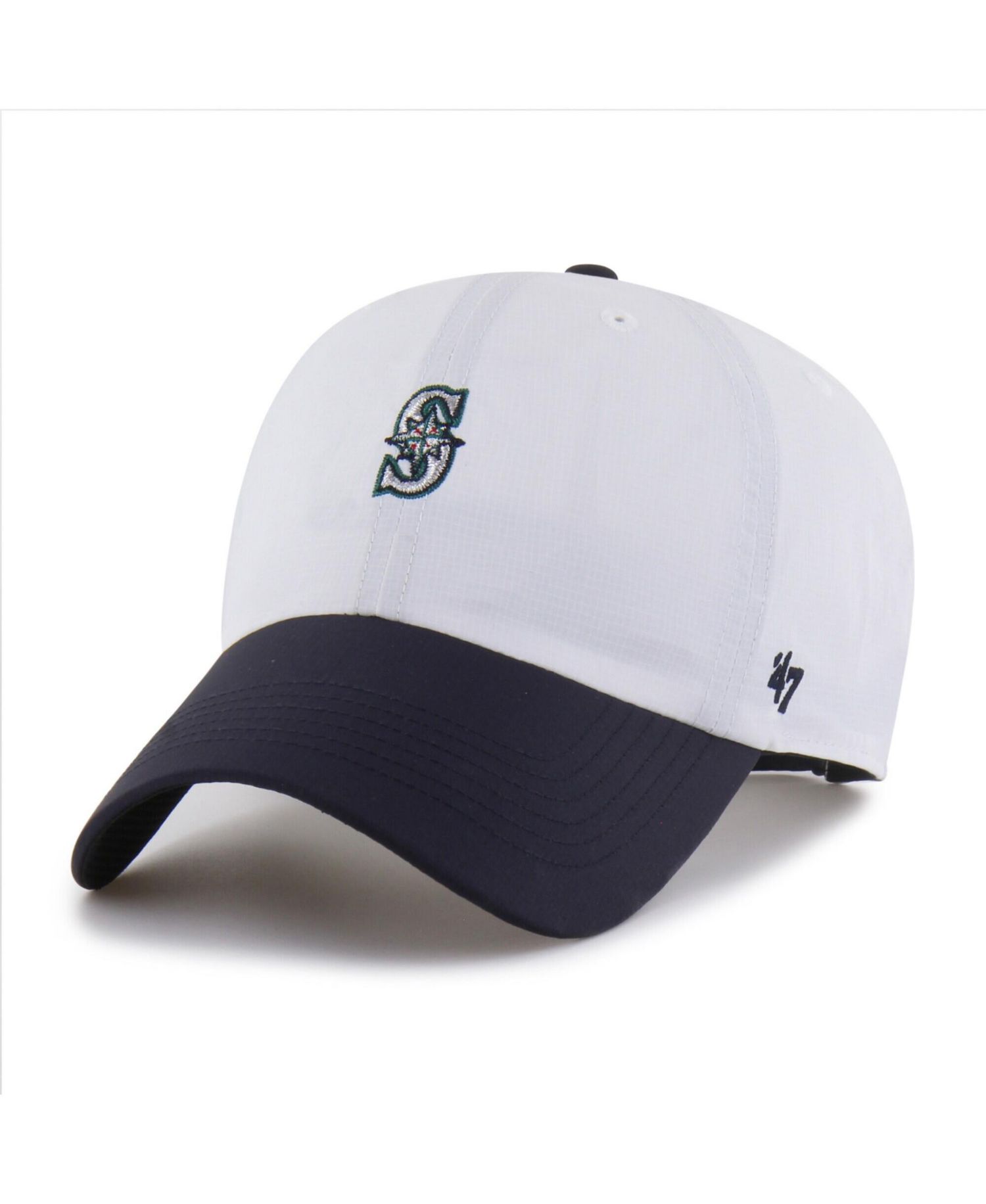 Men's White/Navy Seattle Mariners Vista Mini Clean Up Brrr&deg; Adjustable Hat