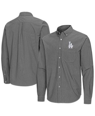 Men's Black Los Angeles Dodgers Porter Woven Long Sleeve Button-Down Shirt