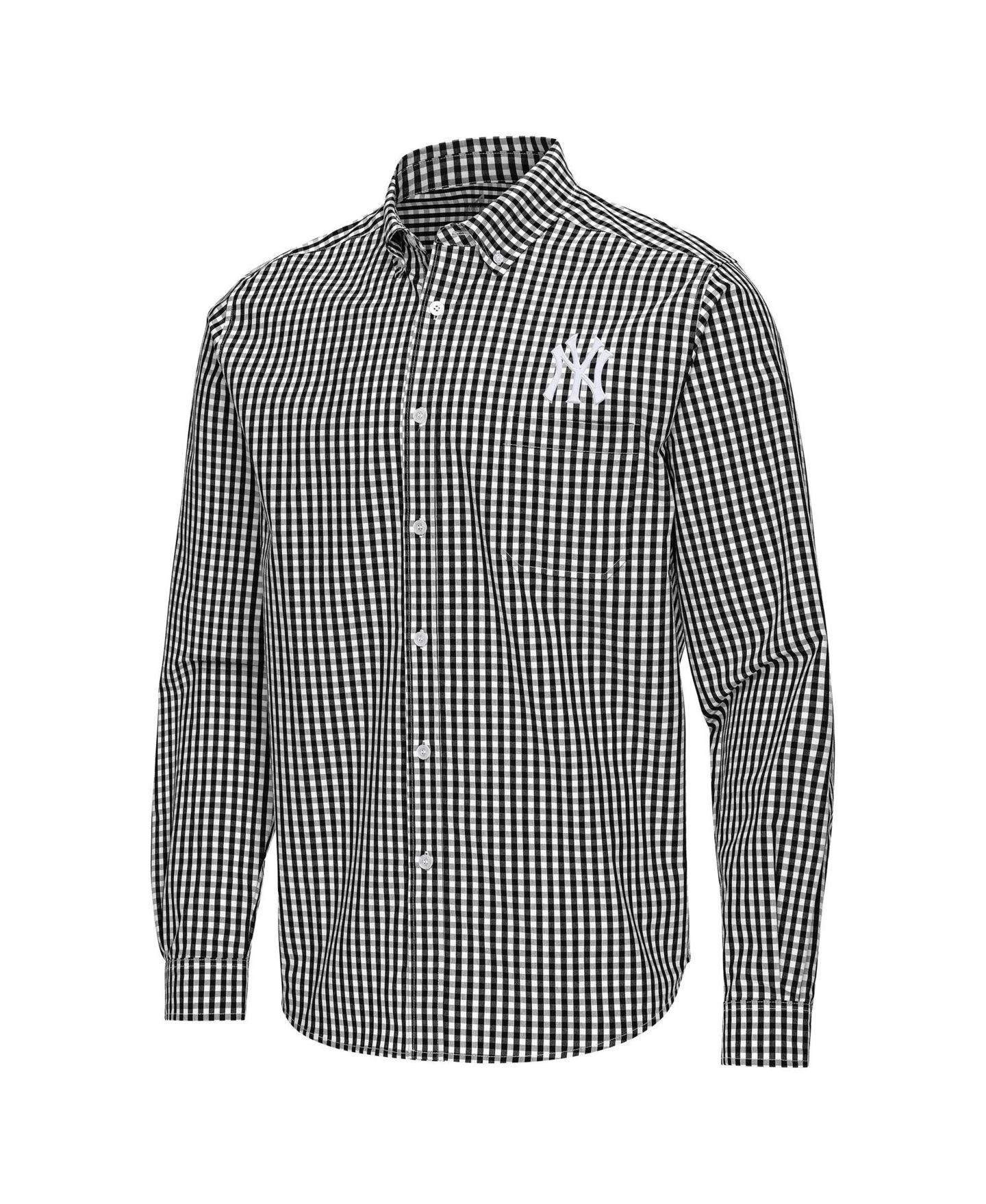 Мужская рубашка Antigua Black New York Yankees Ellis Woven Tri-Blend Button-Down — фото 2