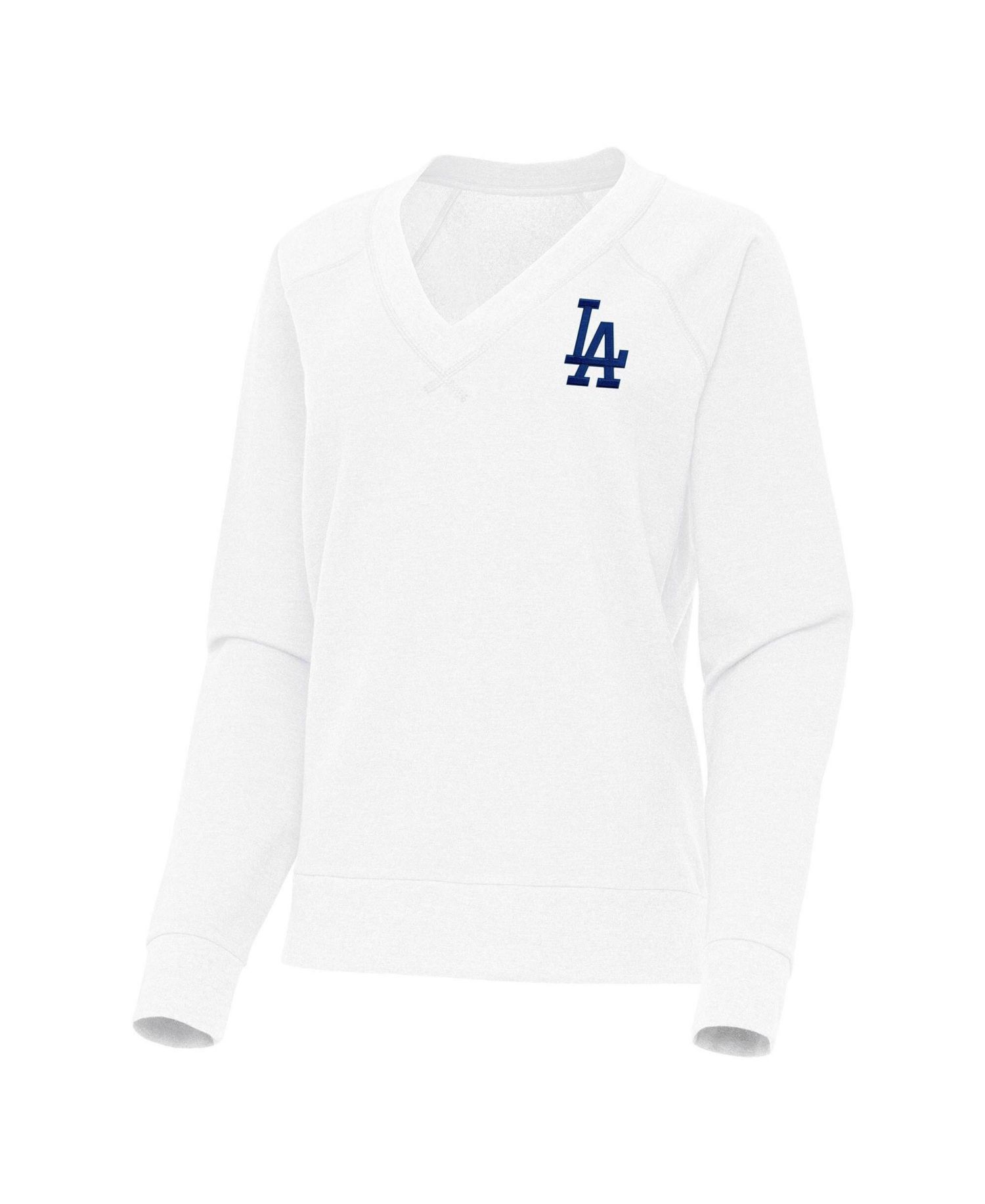 Women's White Los Angeles Dodgers Varsity Tri-Blend V-Neck Long Sleeve T-Shirt