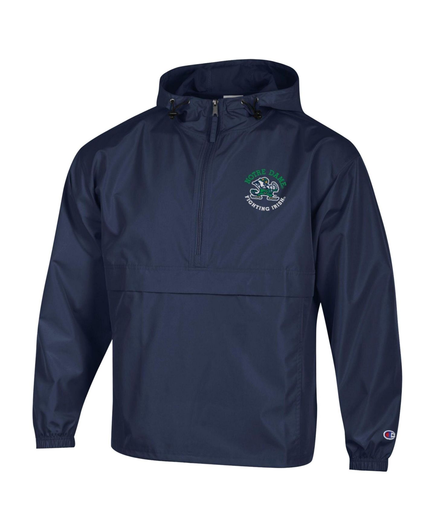 Мужская куртка Champion Navy Notre Dame Fighting Irish Packable Hooded Windbreaker Half-Zip — фото 2