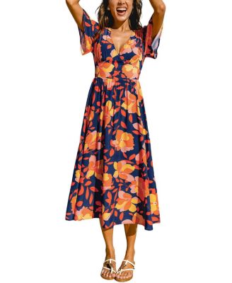 Women's Sunset Petals Floral Maxi Beach Dress