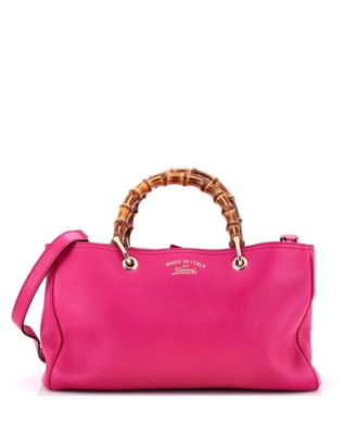 Medium Bamboo Shopper Tote Leather