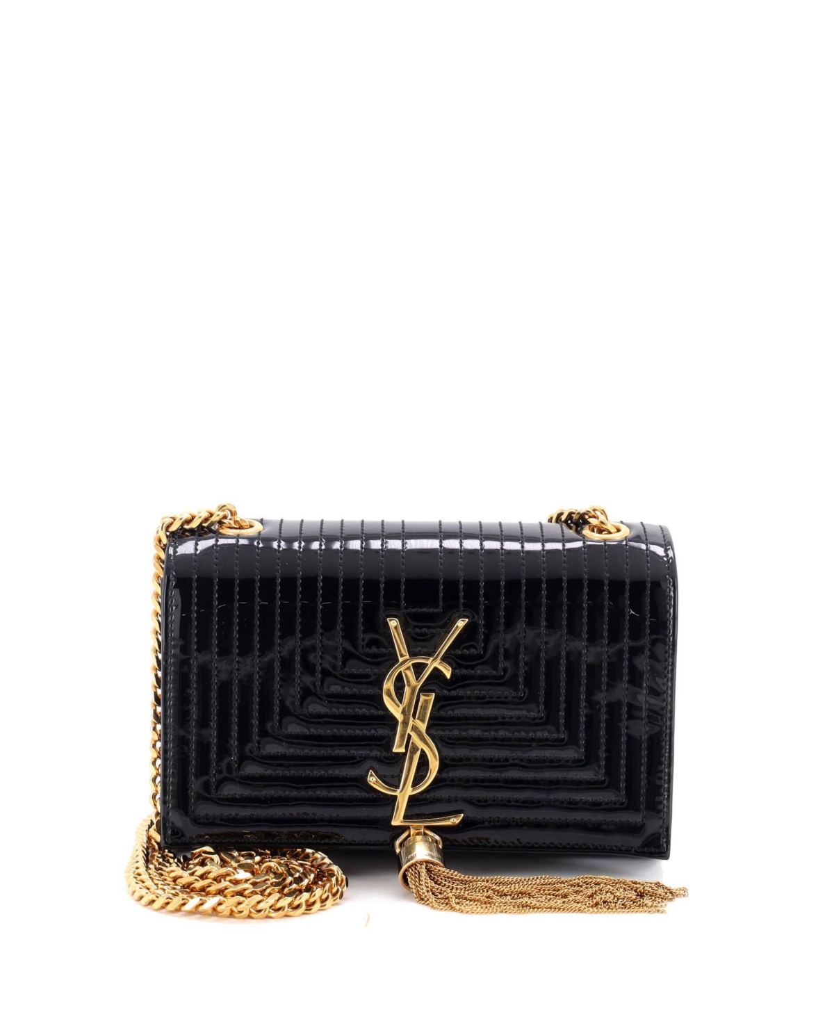 Pre-Owned Saint Laurent Small Classic Monogram Tassel Crossbody Bag Quilted Patent