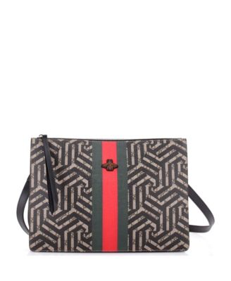Large Bee Web Zip Messenger Bag Caleido GG Coated Canvas