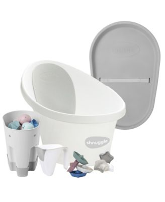 Shnuggle Baby Boys' and Baby Girls' Bath and Changing Bundle, 6-Piece Set - White/Gray