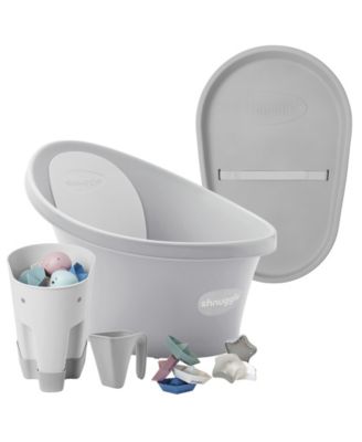 Shnuggle Baby Boys' and Baby Girls' Bath and Changing Bundle, 6-Piece Set - Pebble Gray