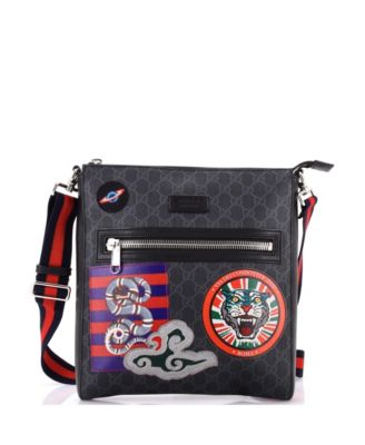 Medium Night Courrier Zip Messenger GG Coated Canvas with Applique