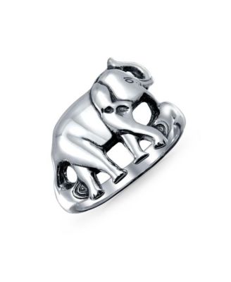Good Luck Trunk Up Zoo Animal Elephant Ring .925 Sterling Silver