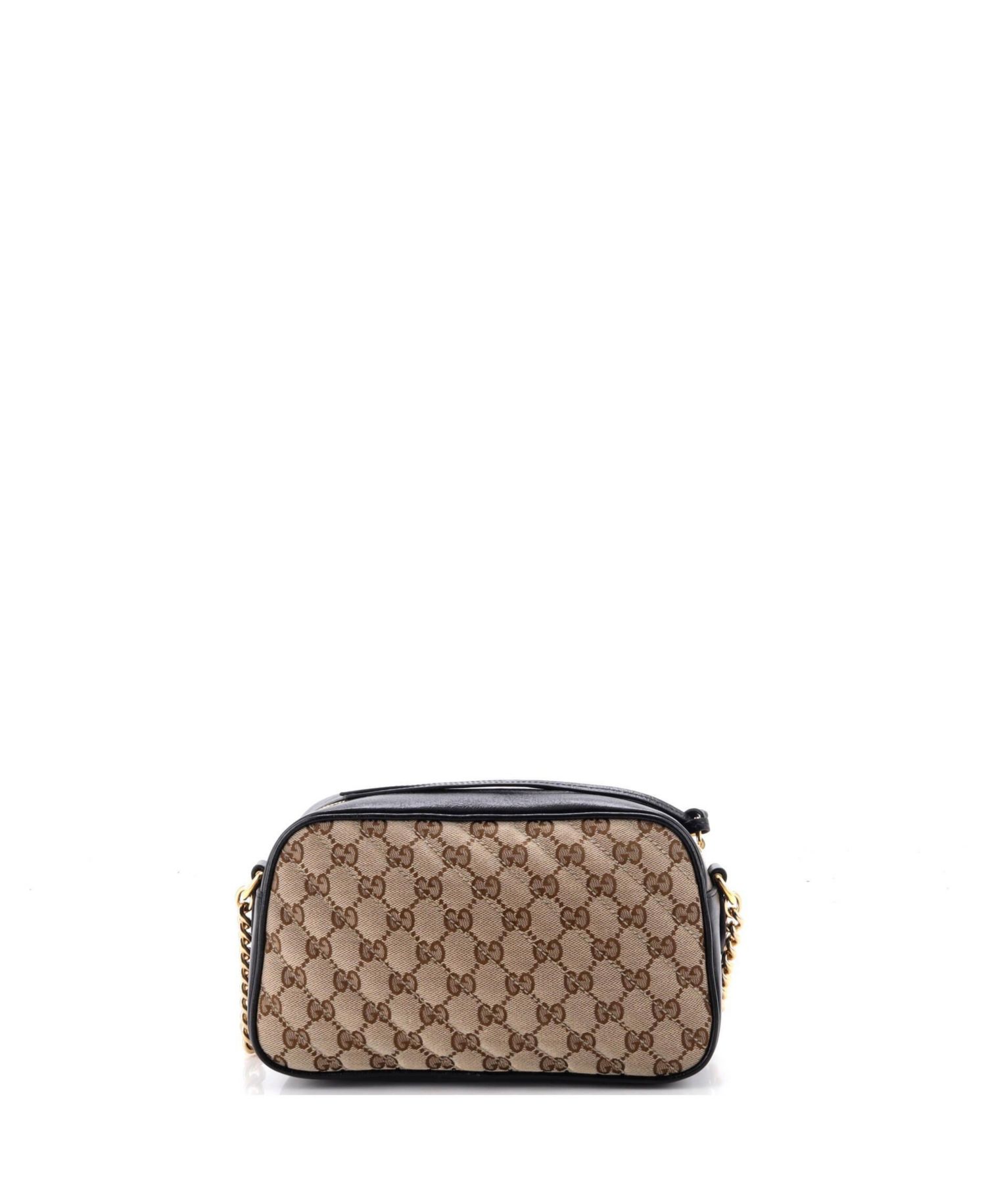 Small GG Marmont Shoulder Bag Diagonal Quilted GG Canvas with Leather