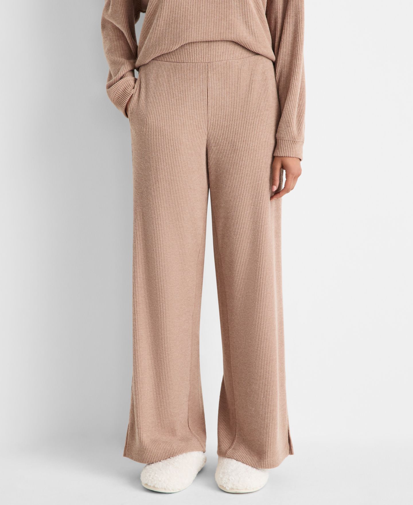Женский комплект State of Day Ribbed V-Neck Lounge Pant Set, цвет: Cave — фото 3