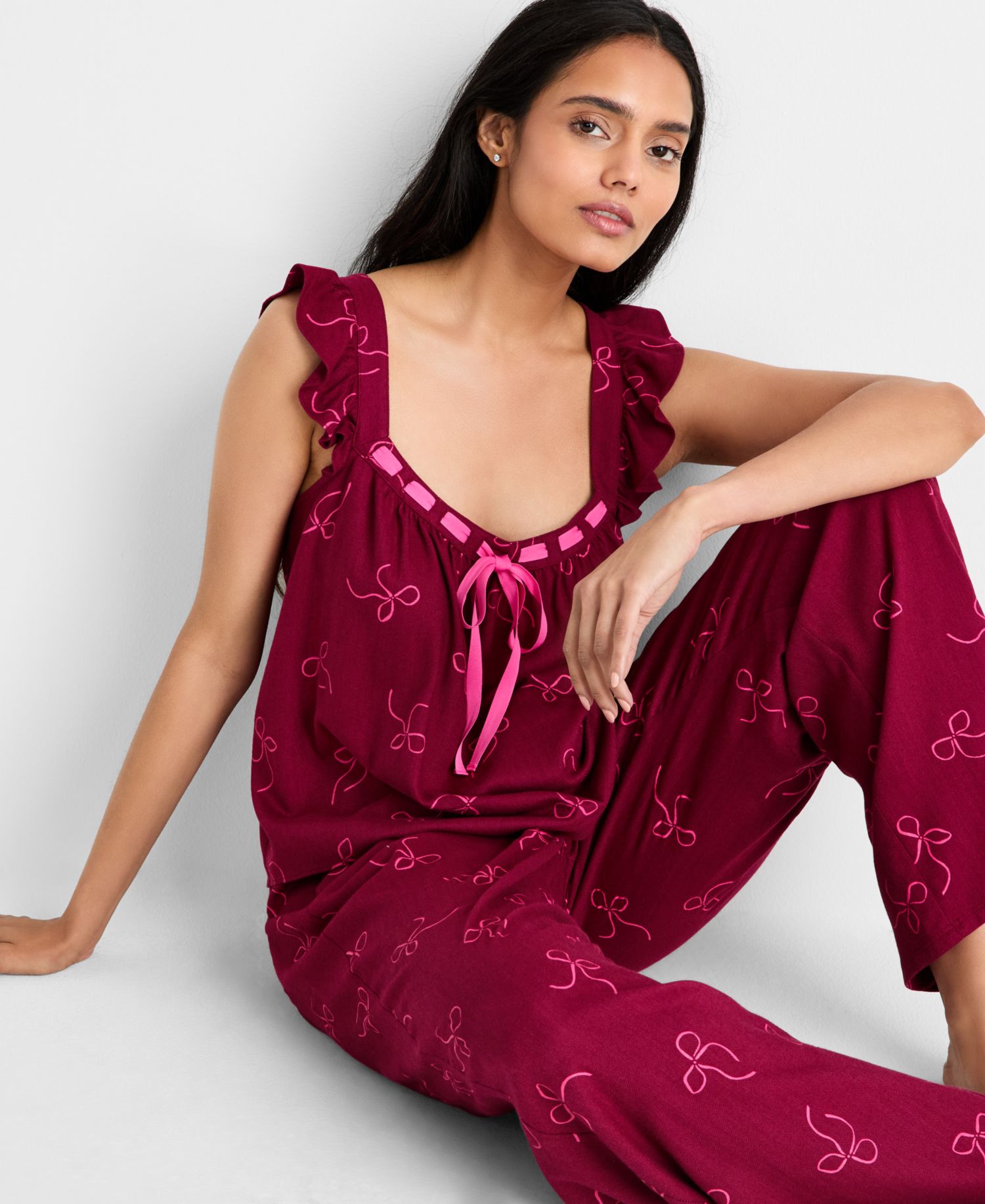 Women's Flannel Tank and Pant Pajama Set