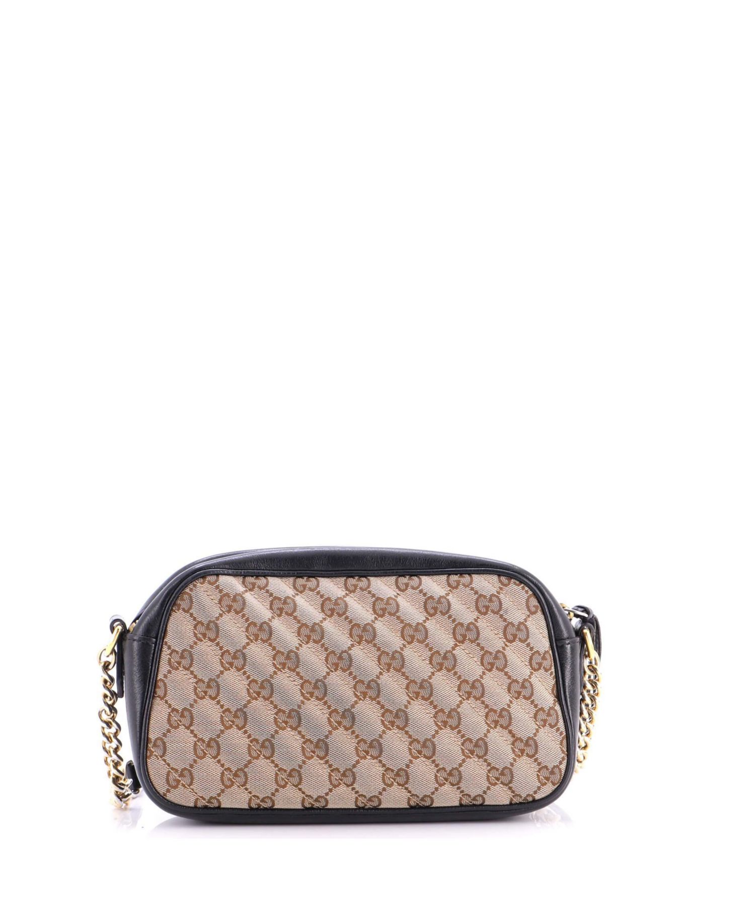 Small GG Marmont Shoulder Bag Diagonal Quilted GG Canvas with Leather