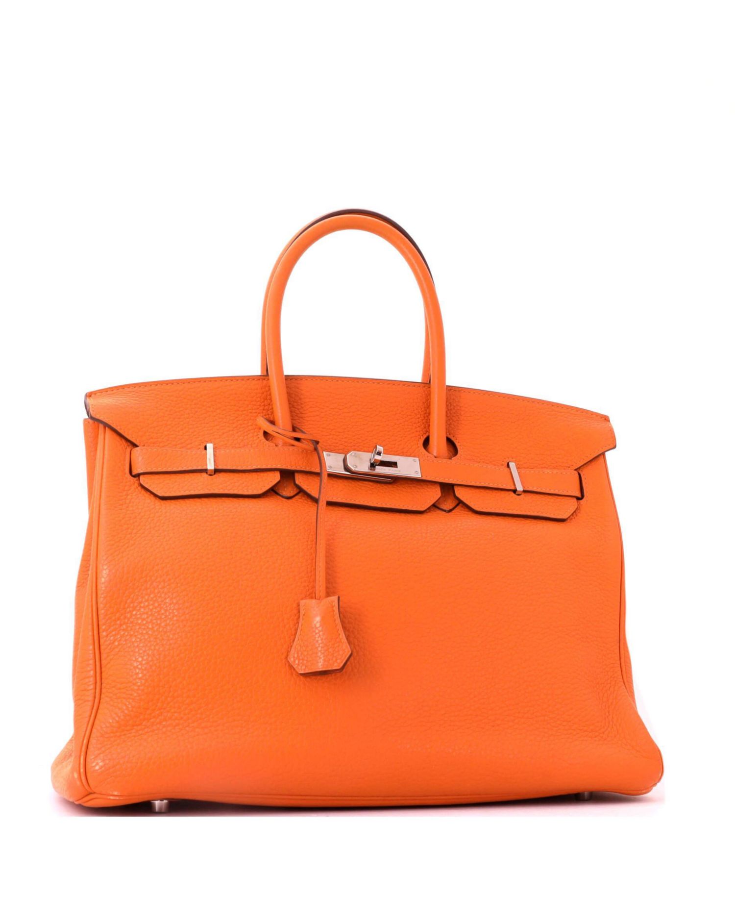 Sirkin 35 Handbag Orange Clemence with Palladium Hardware