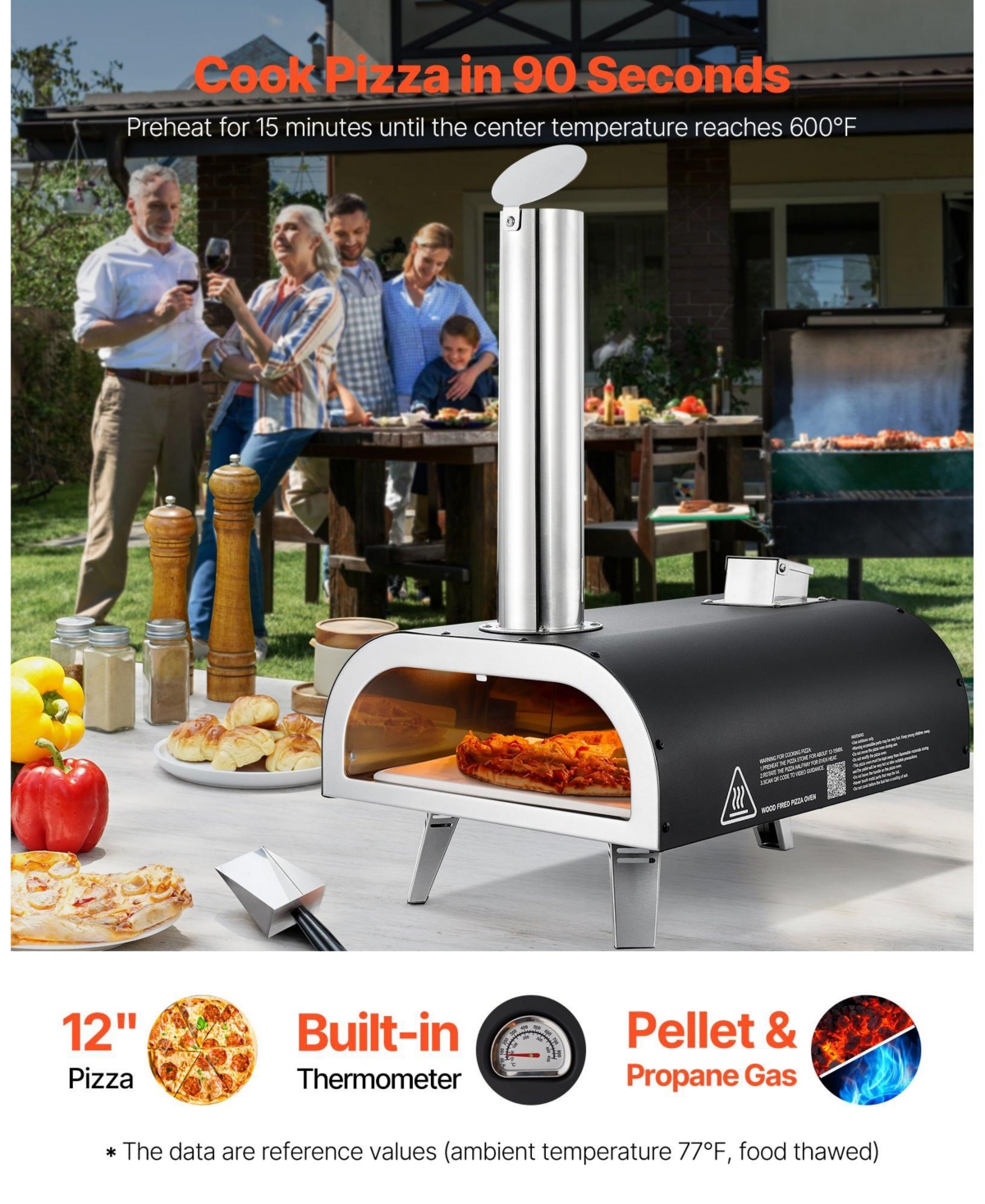 Cozito Dual Fuel Outdoor Pizza Oven, 12 inches Wood Fire and Propane Pizza Maker
