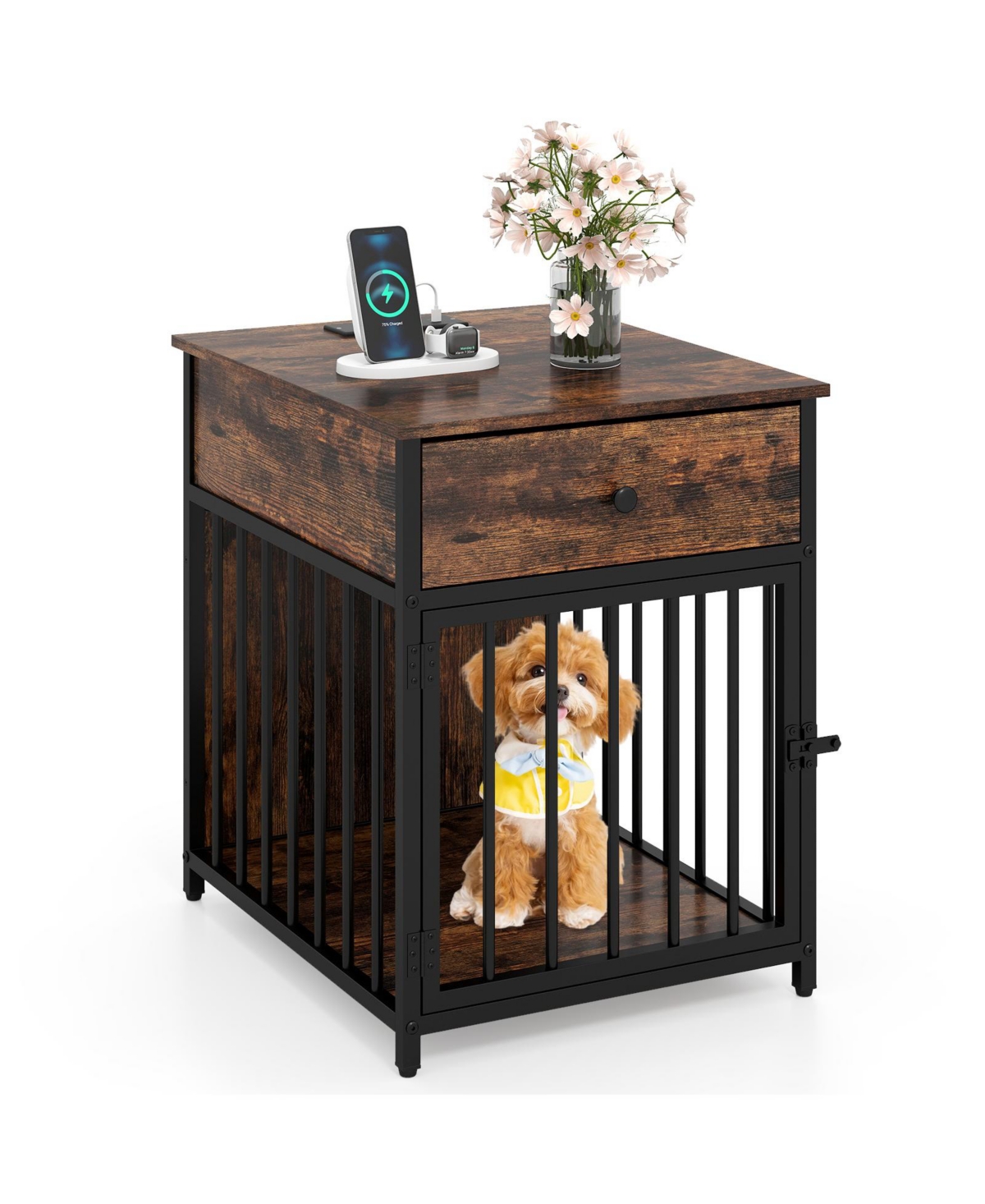 Cozito Dog Crate Furniture for Small Dogs with Charging Station