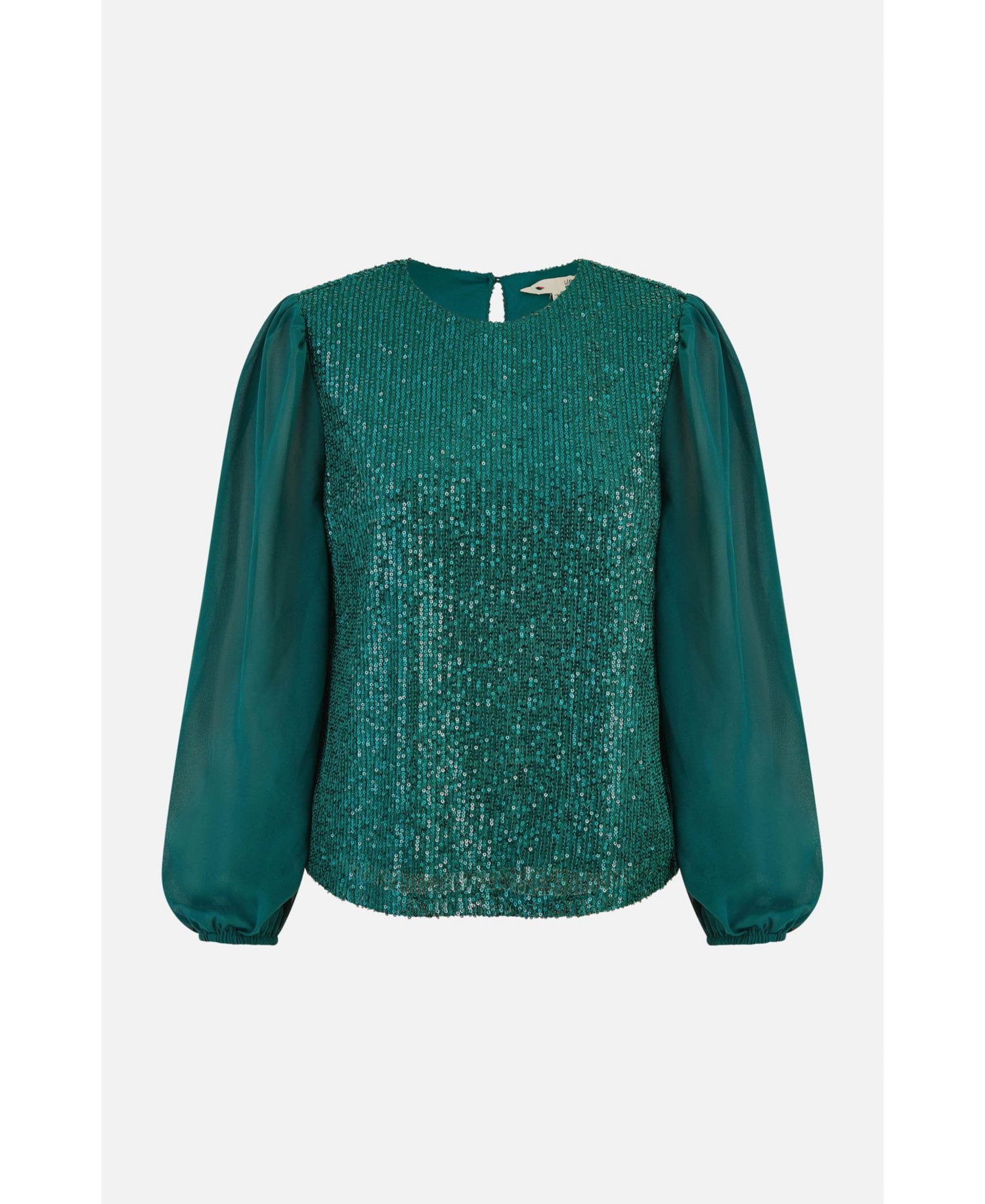 Women's Sheer Sleeve Sequin Top