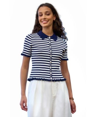 Women's Nautical Striped Knitted Top