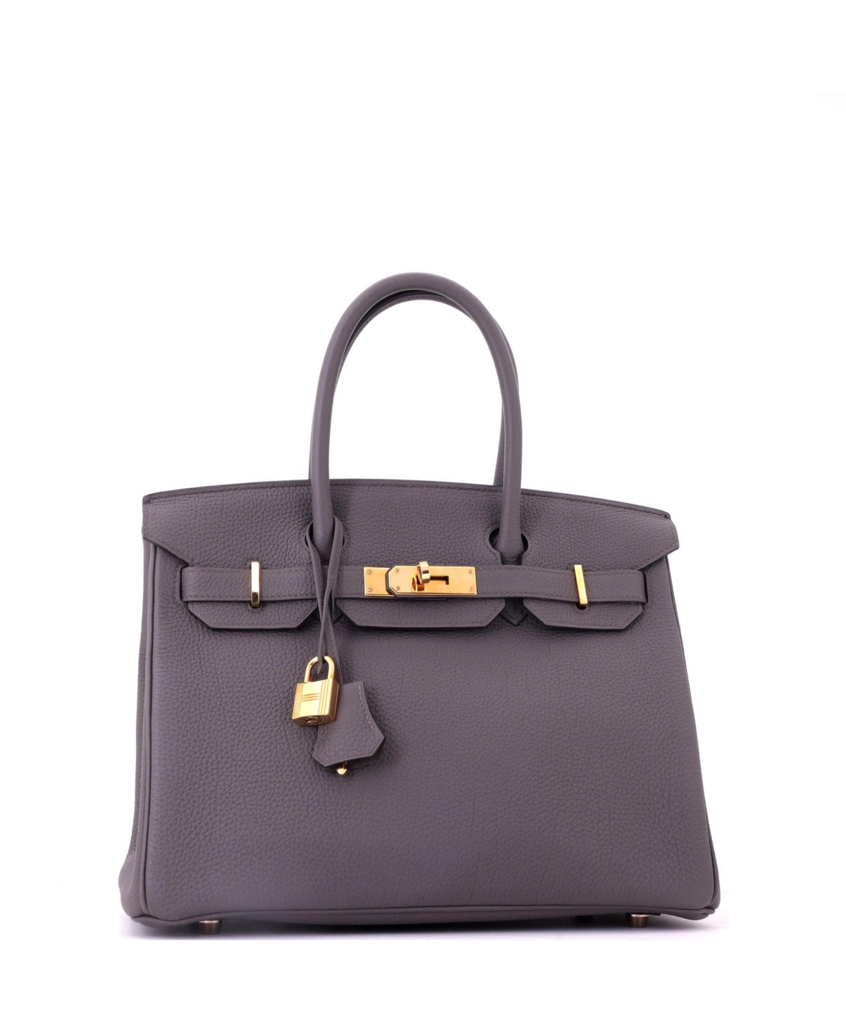 Pre-Owned HERMES Birkin 30 Handbag Grey Togo with Rose Gold Hardware