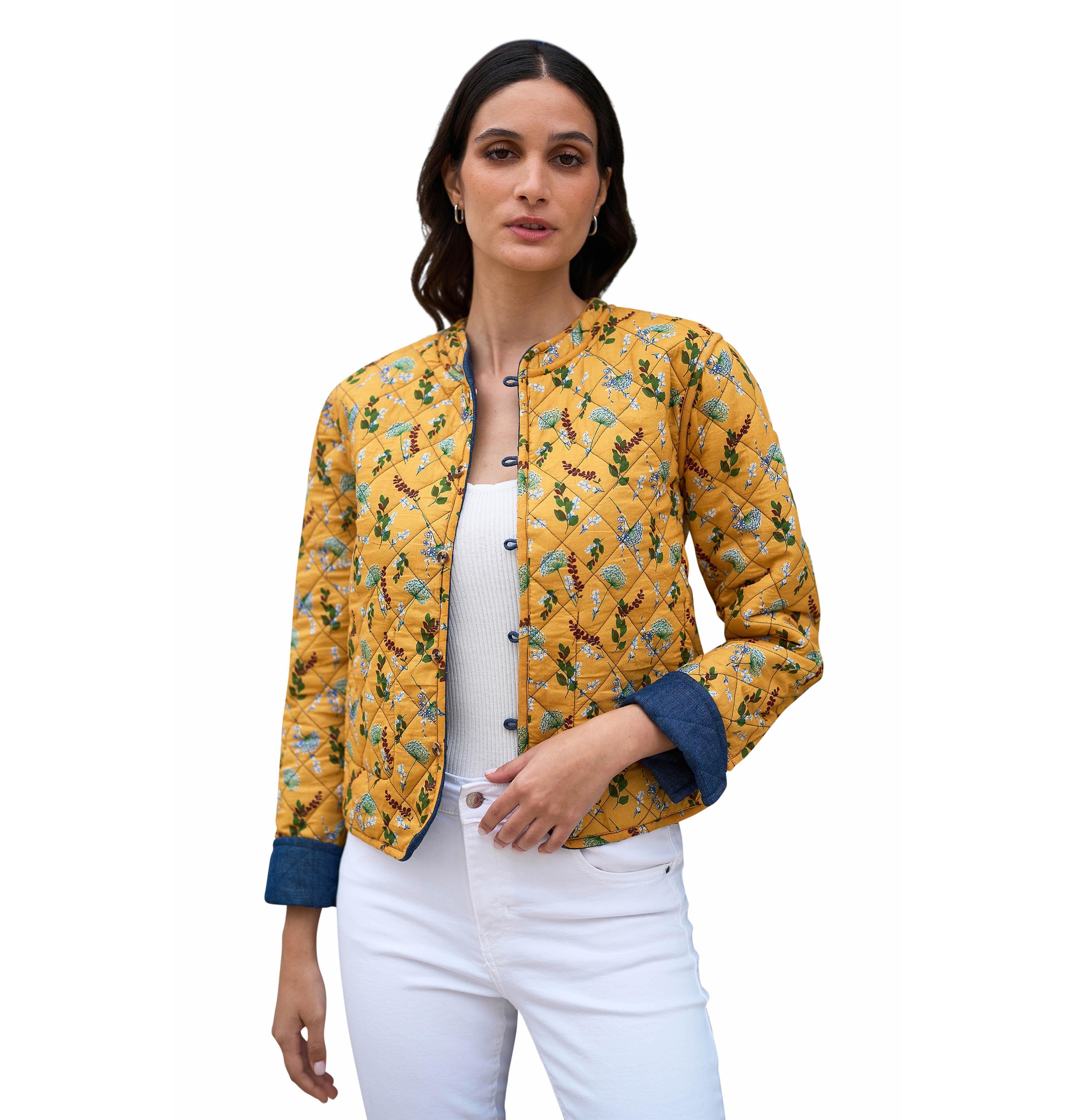 Yumi Women's Long Sleeve Quilted Reversible Jacket