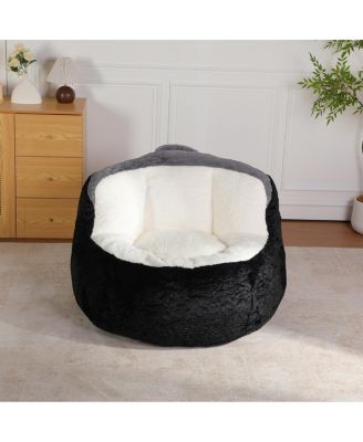 Oversized Multicolor Faux Fur Bean Bag Chair with Shredded Sponge Filling
