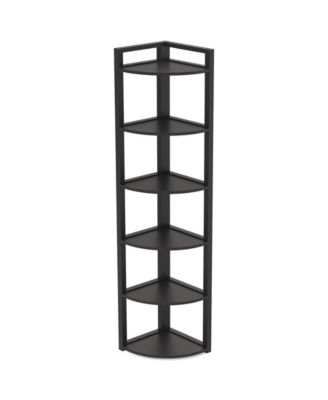 Modern 6 Tier Corner Bookcase with Open Display Shelves