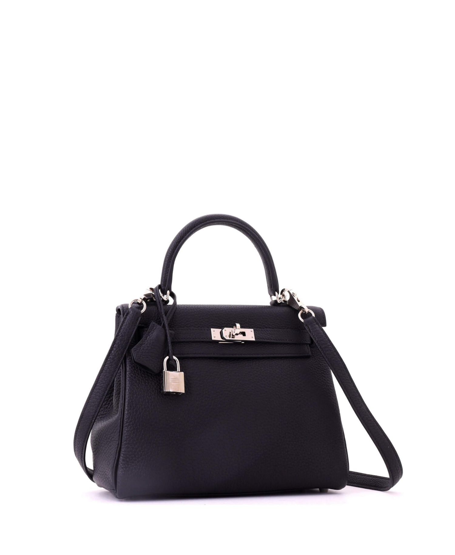 Kelly 25 Handbag Black Togo with Palladium Hardware