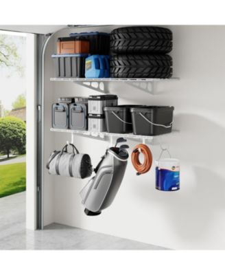 2-Pack 2x4ft Garage Shelving with Hooks, 24-inch-by-48-inch Wall Shel