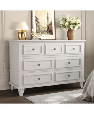 Dresser, 7 Drawer Dresser for Bedroom, Chest of Drawers with Deep Drawers, Closet Dressers with Metal Handle, Thickened Desktop