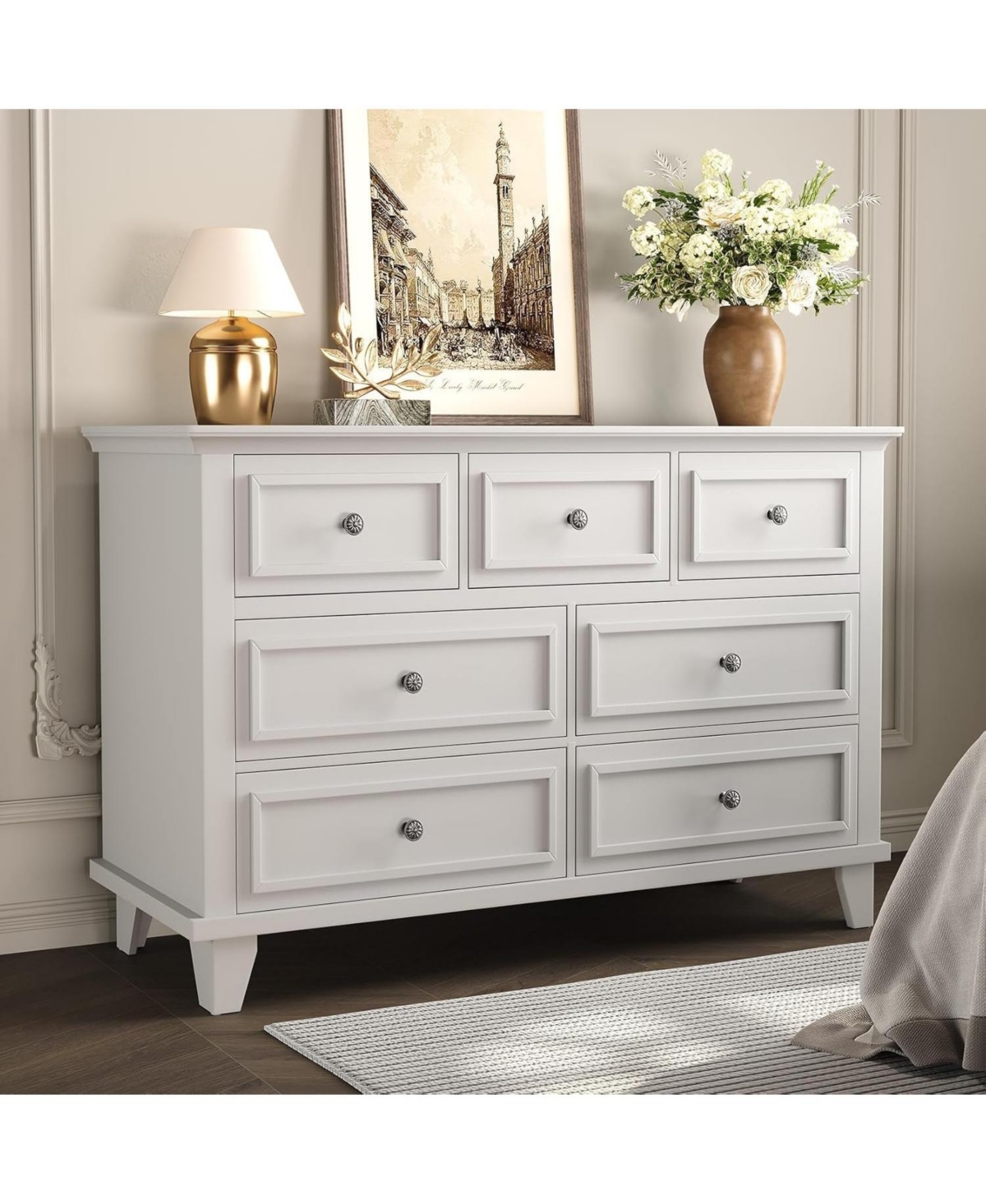 gaomon Dresser, 7 Drawer Dresser for Bedroom, Chest of Drawers with Deep Drawers, Closet Dressers with Metal Handle, Thickened Desktop