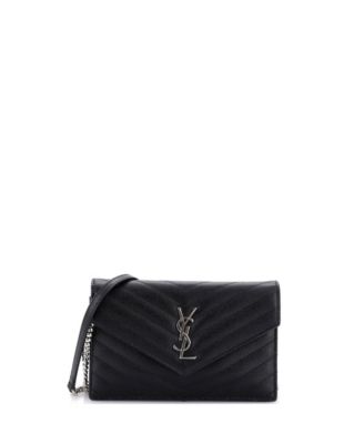 Small Classic Monogram Wallet on Chain Matelasse Chevron Leather