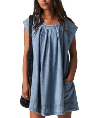 Women's Marcel Crewneck Swing Mini Denim Dress