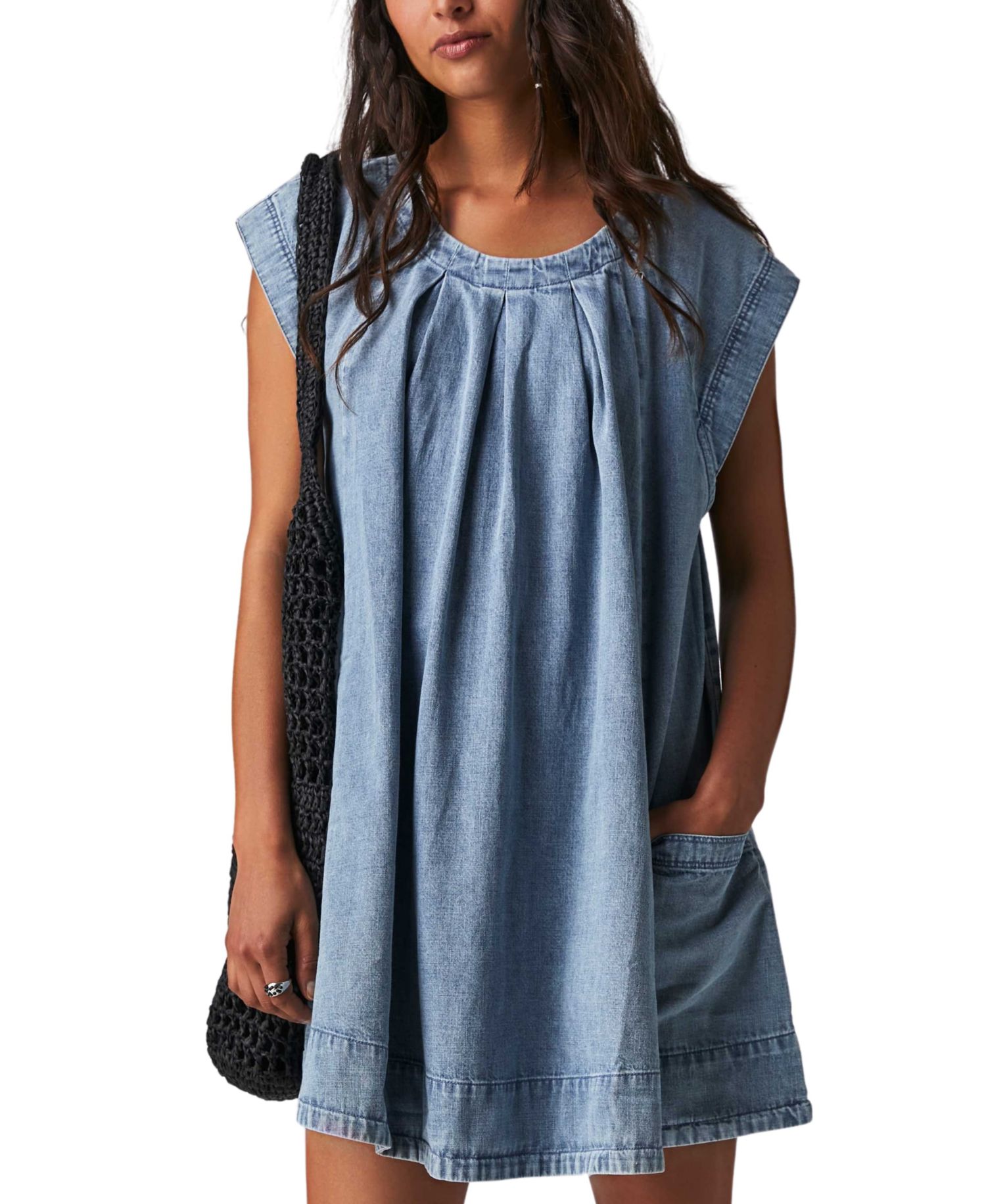 Women's Marcel Crewneck Swing Mini Denim Dress