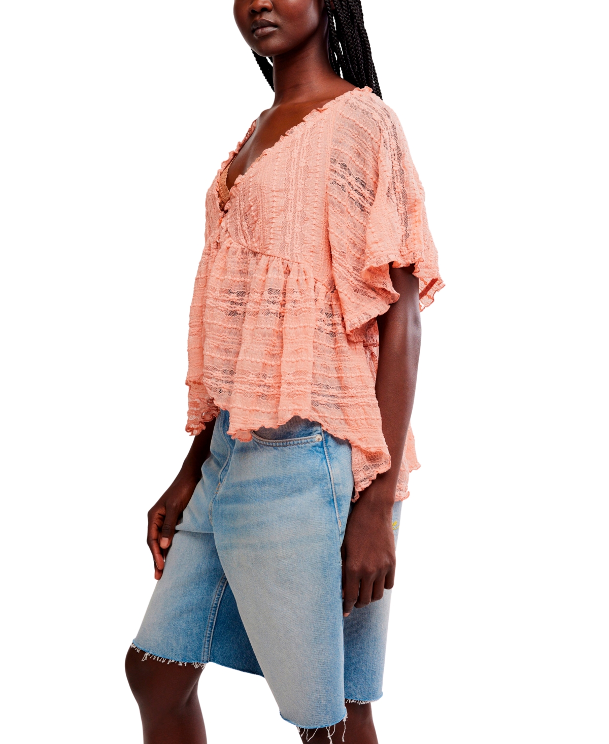 Free People Women's Your Dreams Plunge V-Neck Lace Top