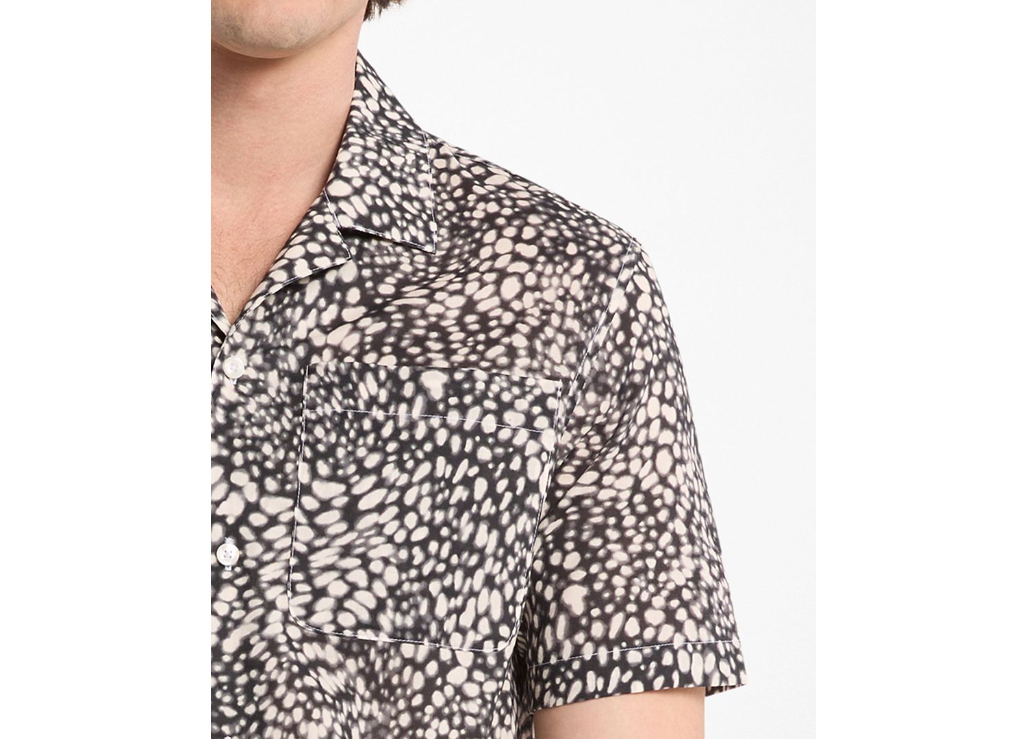 Men's Printed Cotton Camp Collar Shirt