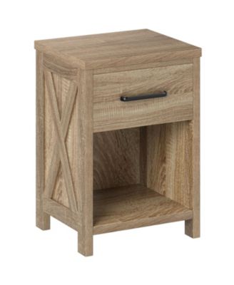 Sleek Nightstand with Drawer and Bottom Shelf for Bedroom Organization