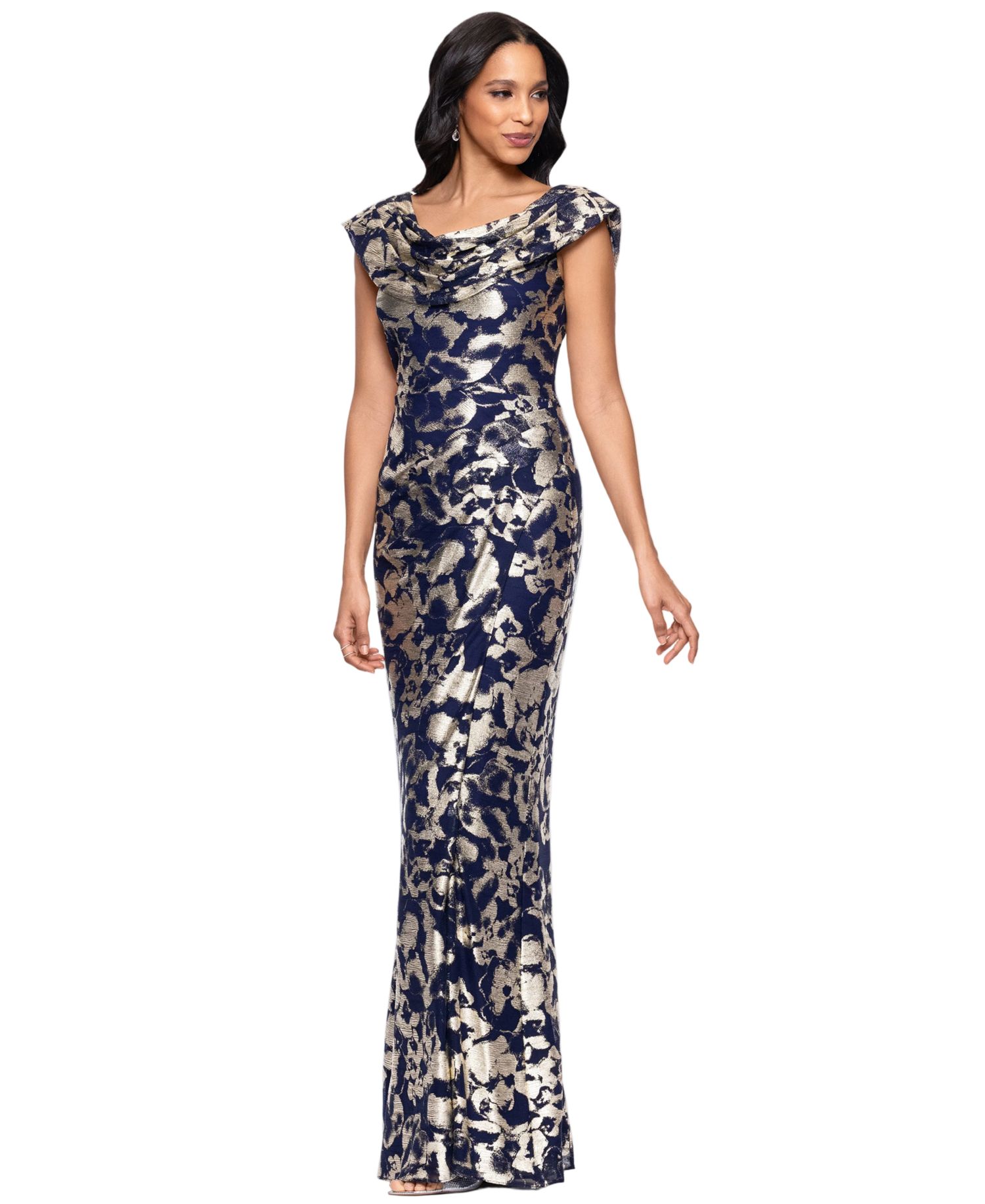 Petite Draped Neck Gown