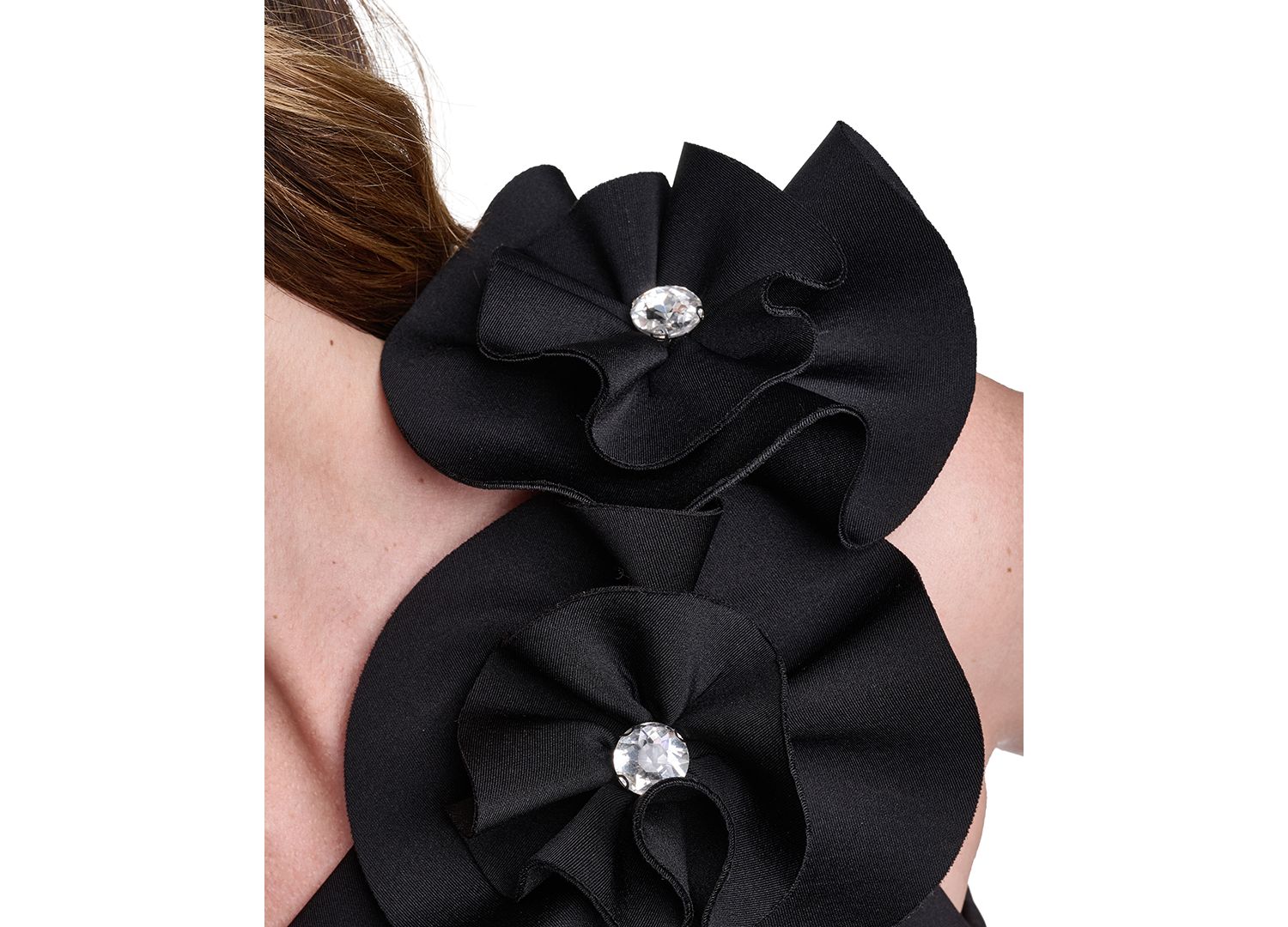 Women's One-Shoulder Floral Applique Ball Gown