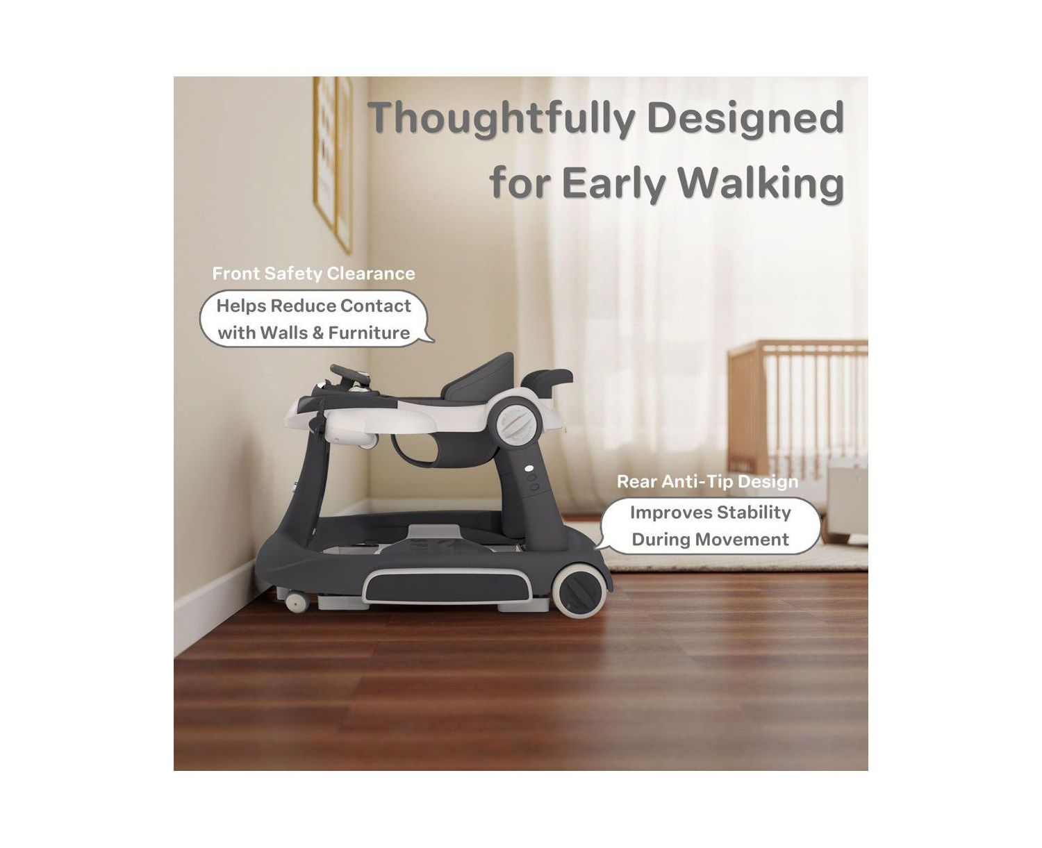Convertible Baby Activity Walker with Adjustable Height, Foldable Design and Interactive Play Features