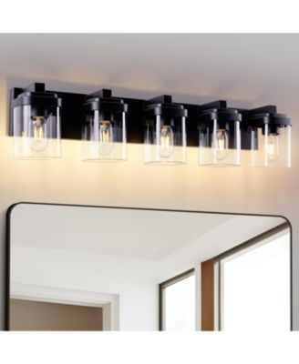 5 Light Bathroom Vanity Light with Clear Glass Shade Wall Fixture Over Mirror for Bedroom Living Room No Bulbs